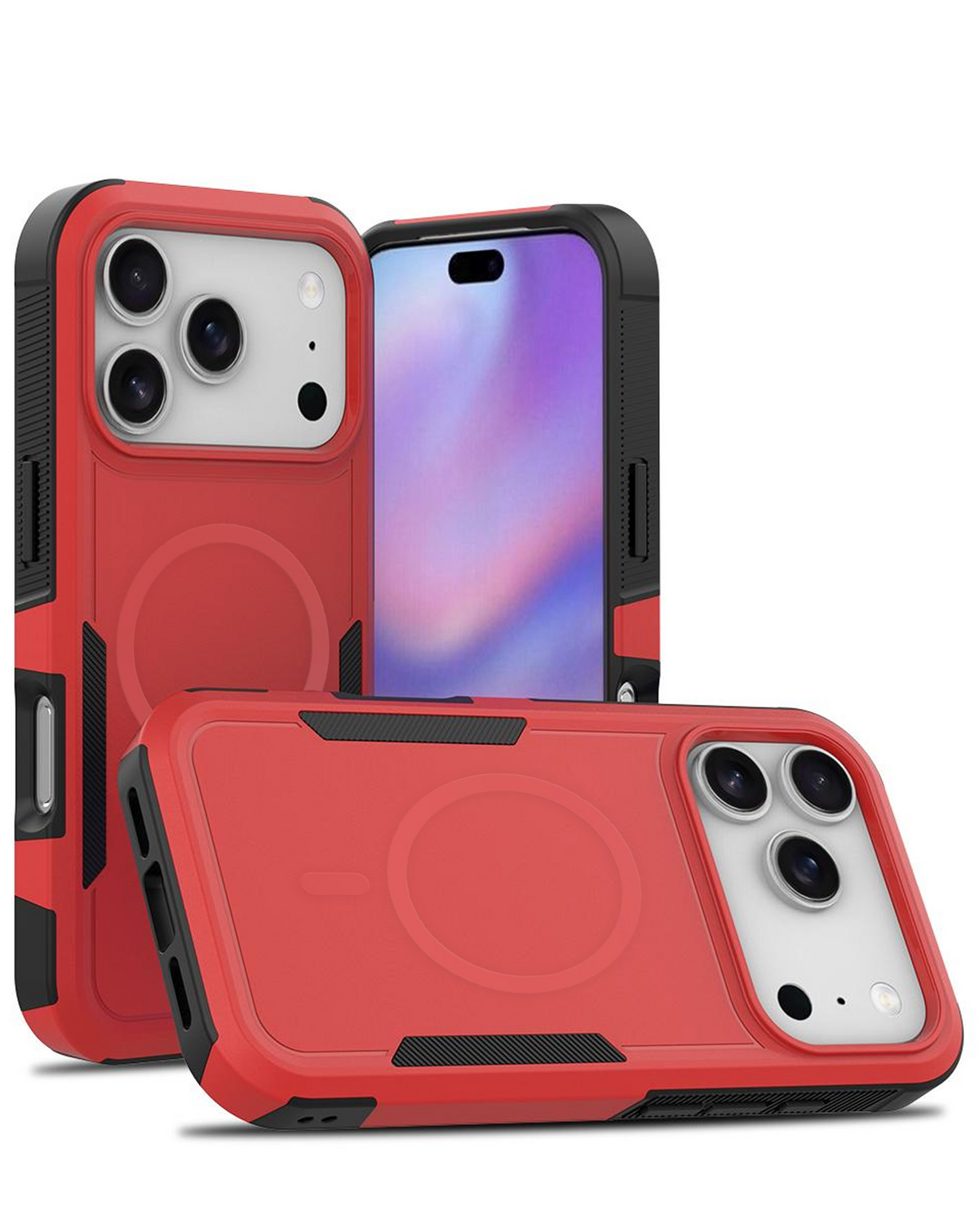 Magnetic Dual-Layer Shockproof Case for iPhone 17 Pro Max / 18 Pro Max (RED)