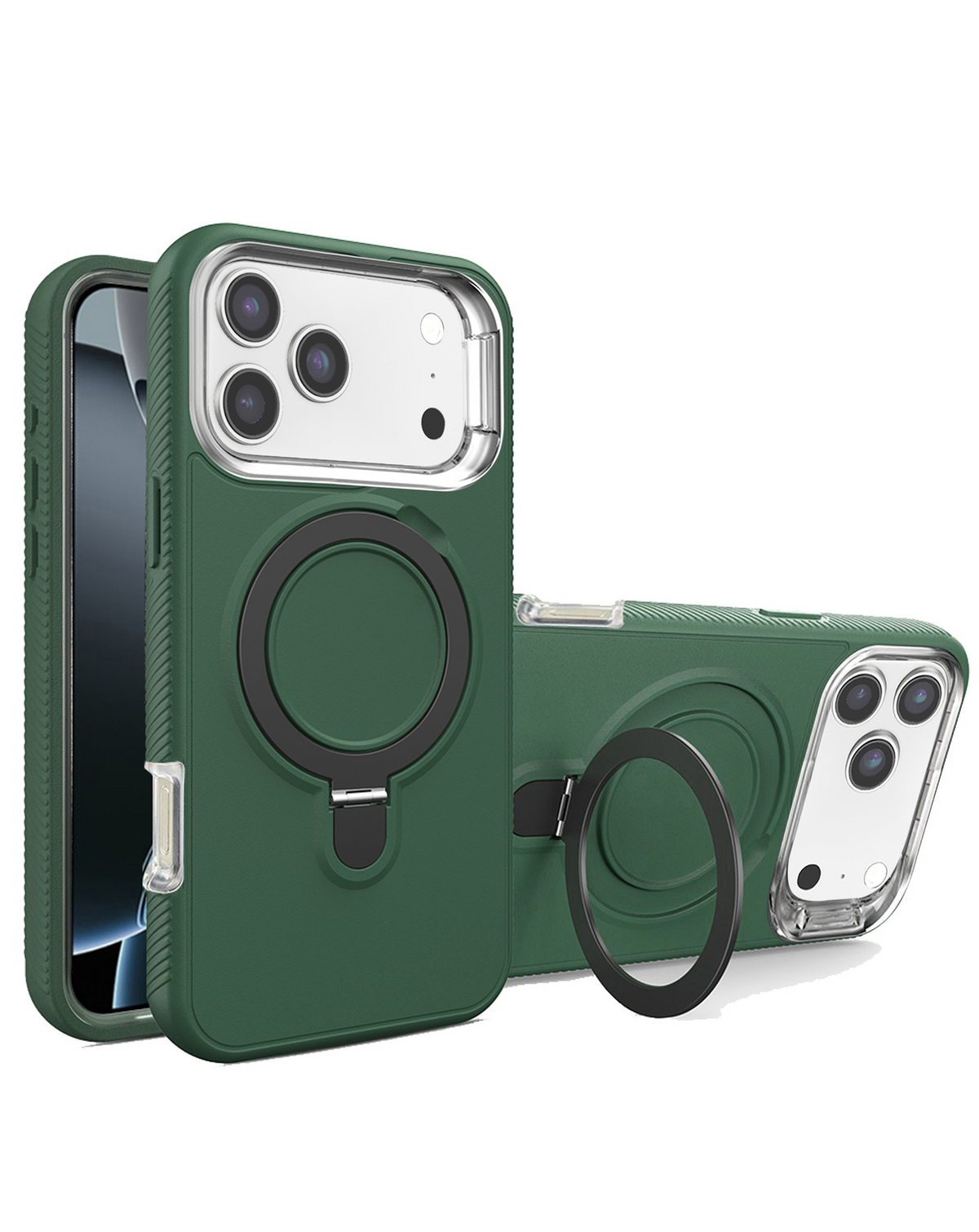 Support Heavy Duty Case with Wireless Charging Kickstand (Dark Green) for iPhone 17 Pro Max / 18 Pro Max