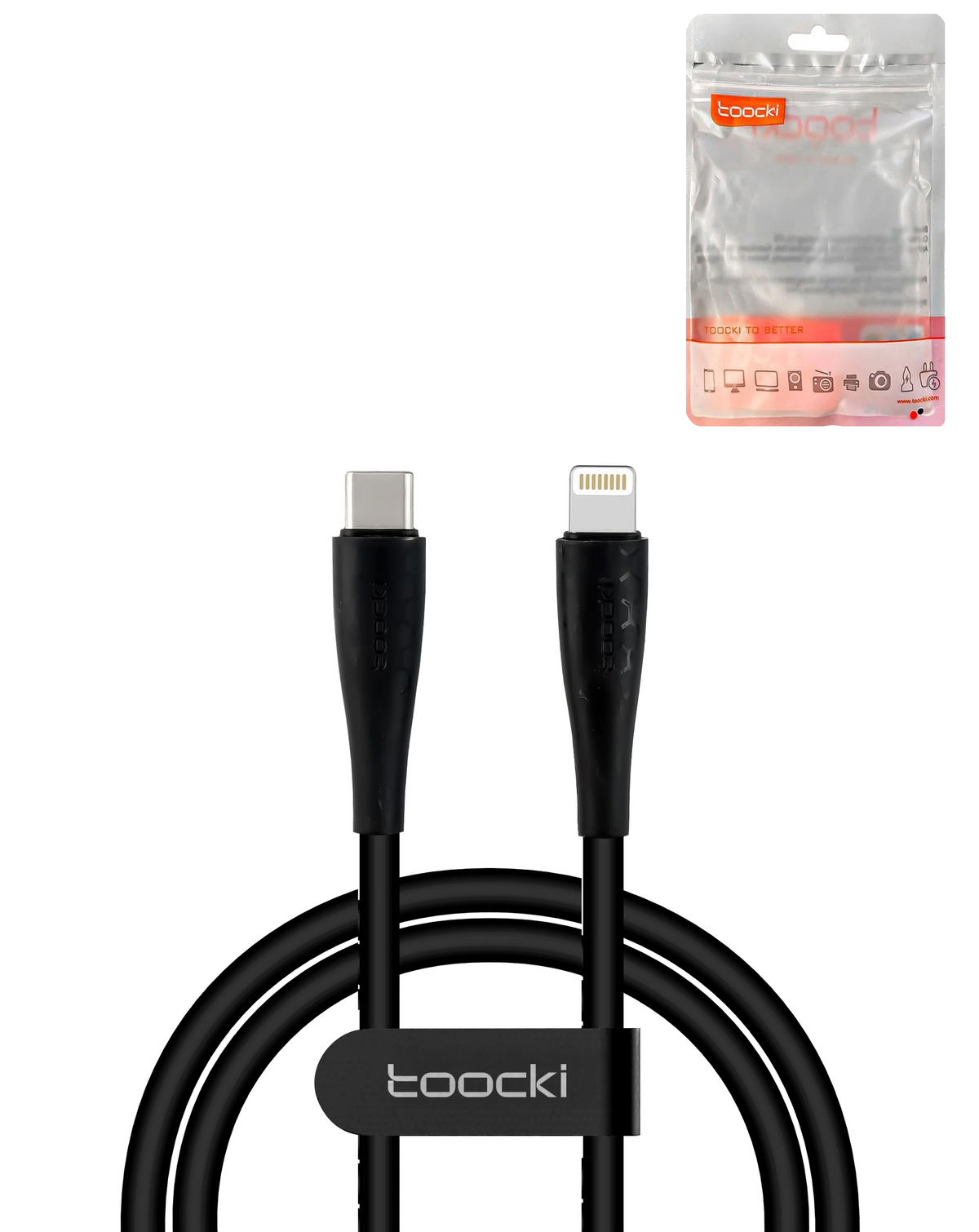 Toocki USB C-L Fast Charging Data Cable NON MFI (BLACK) (6ft) (20W)