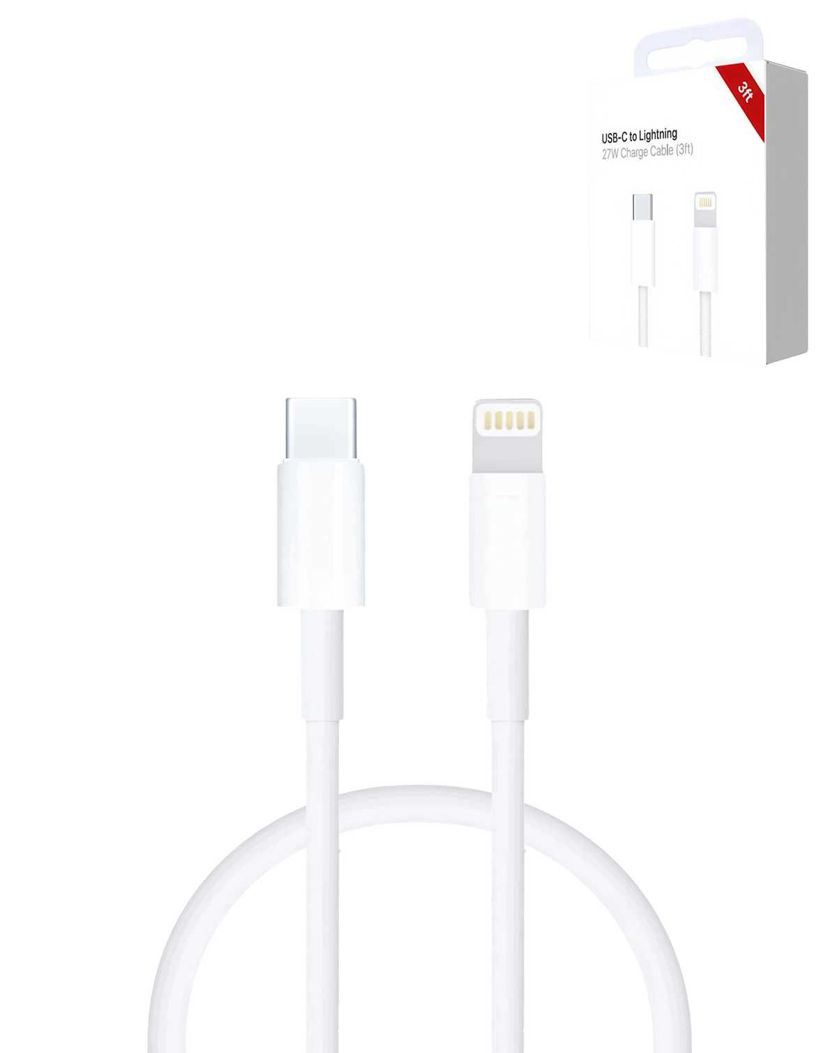 USB C-L Non-MFI Charging Data Cable (3ft) (27W)