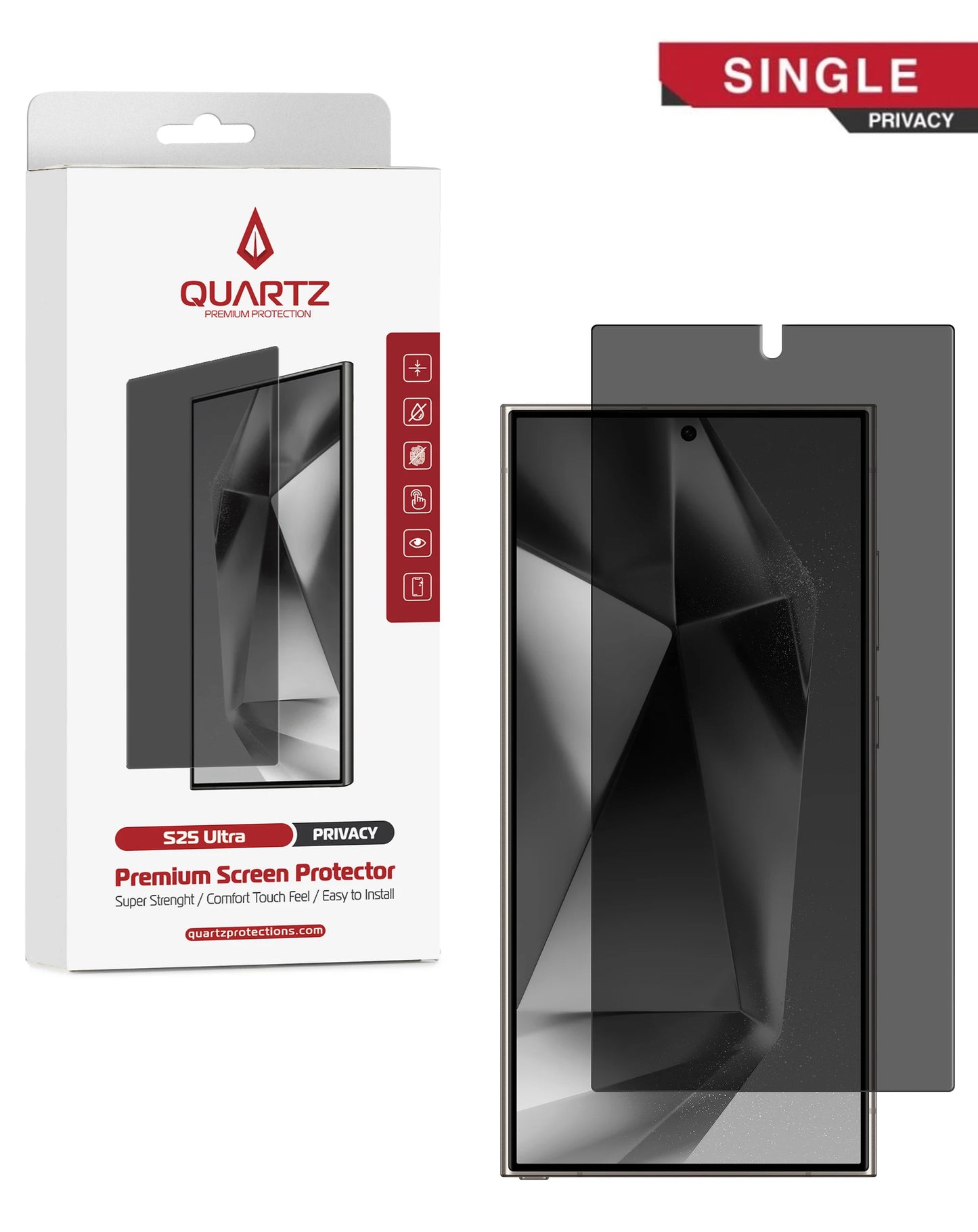 QUARTZ Privacy Tempered Glass for Galaxy S25 Ultra