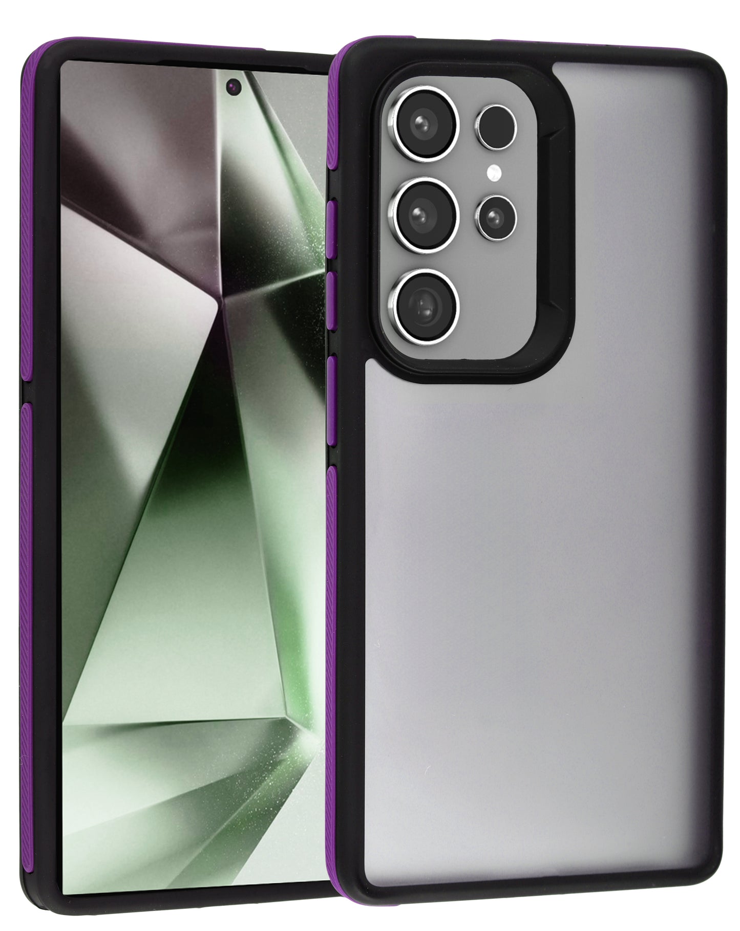 Galaxy S25 Ultra Matte Silicone Frame Shockproof Case - PURPLE