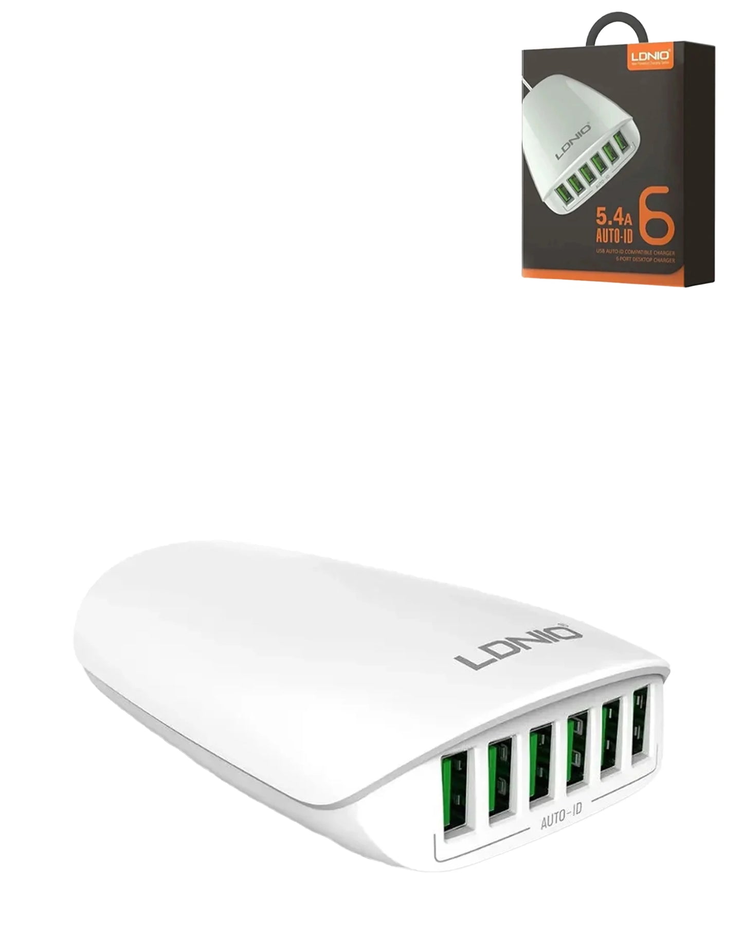 LDNIO 6-Port USB Charger - 5.4A Auto-ID Desktop Charger