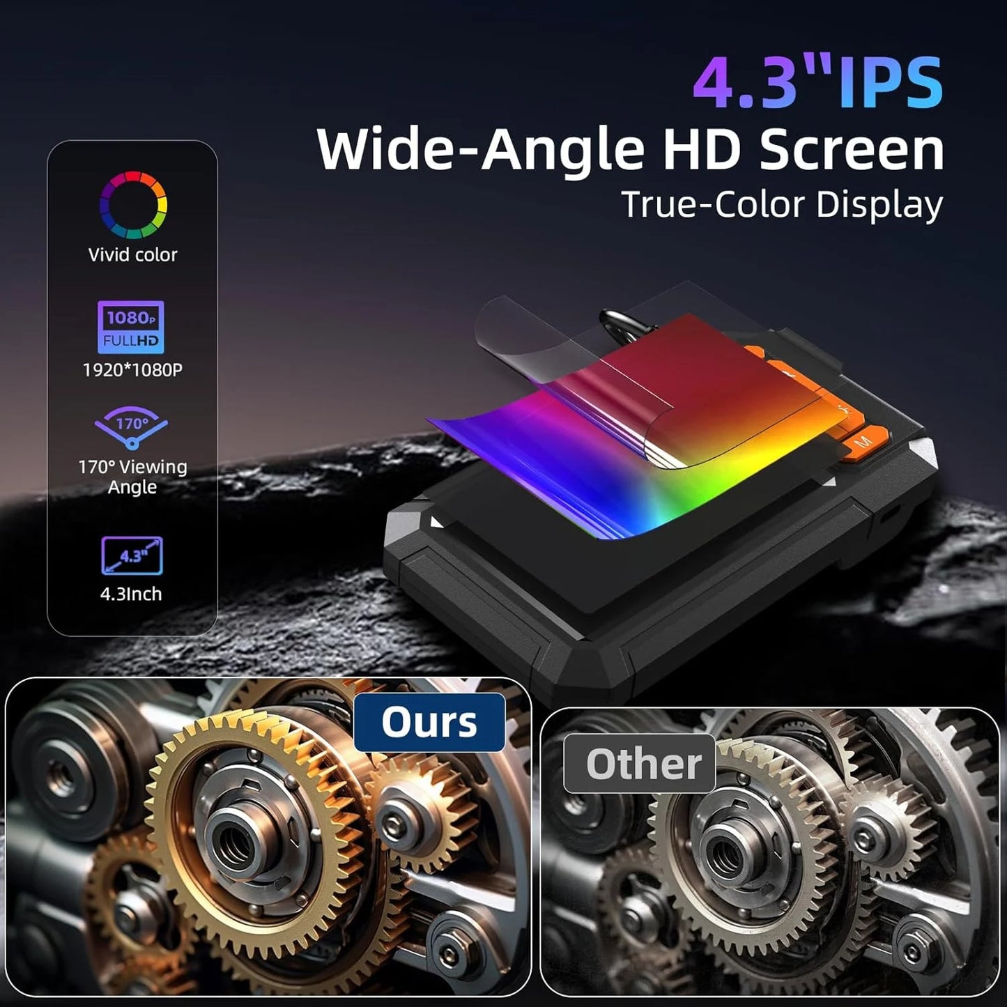 Borescope / Endescope Camera with 4.3'' Led Screen IP67 Water Resistance