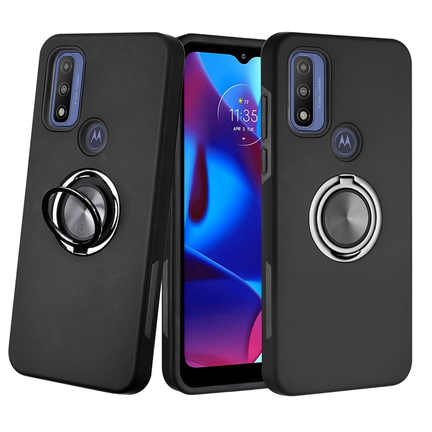 Dual Layer Magnetic Hidden Ring Case Black