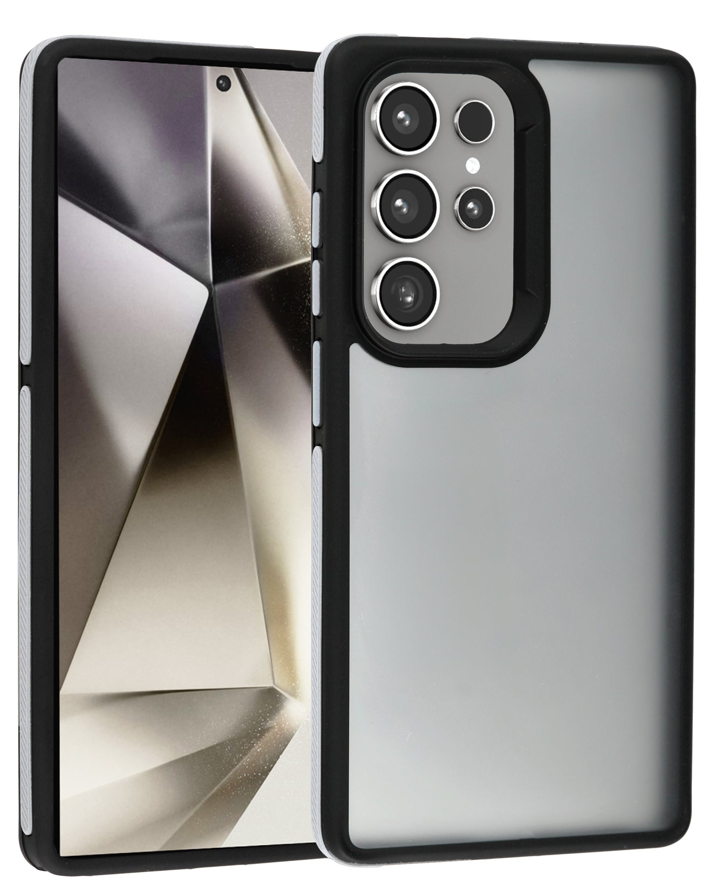 Galaxy S25 Ultra Matte Silicone Frame Shockproof Case - WHITE