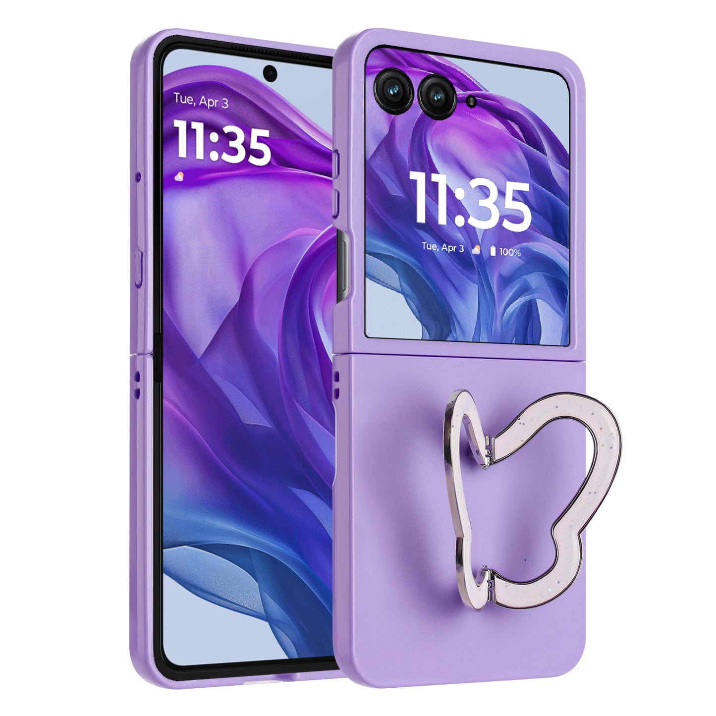 TBC Motorola Razr 2025 Ultra Butterfly Kickstand Case Purple
