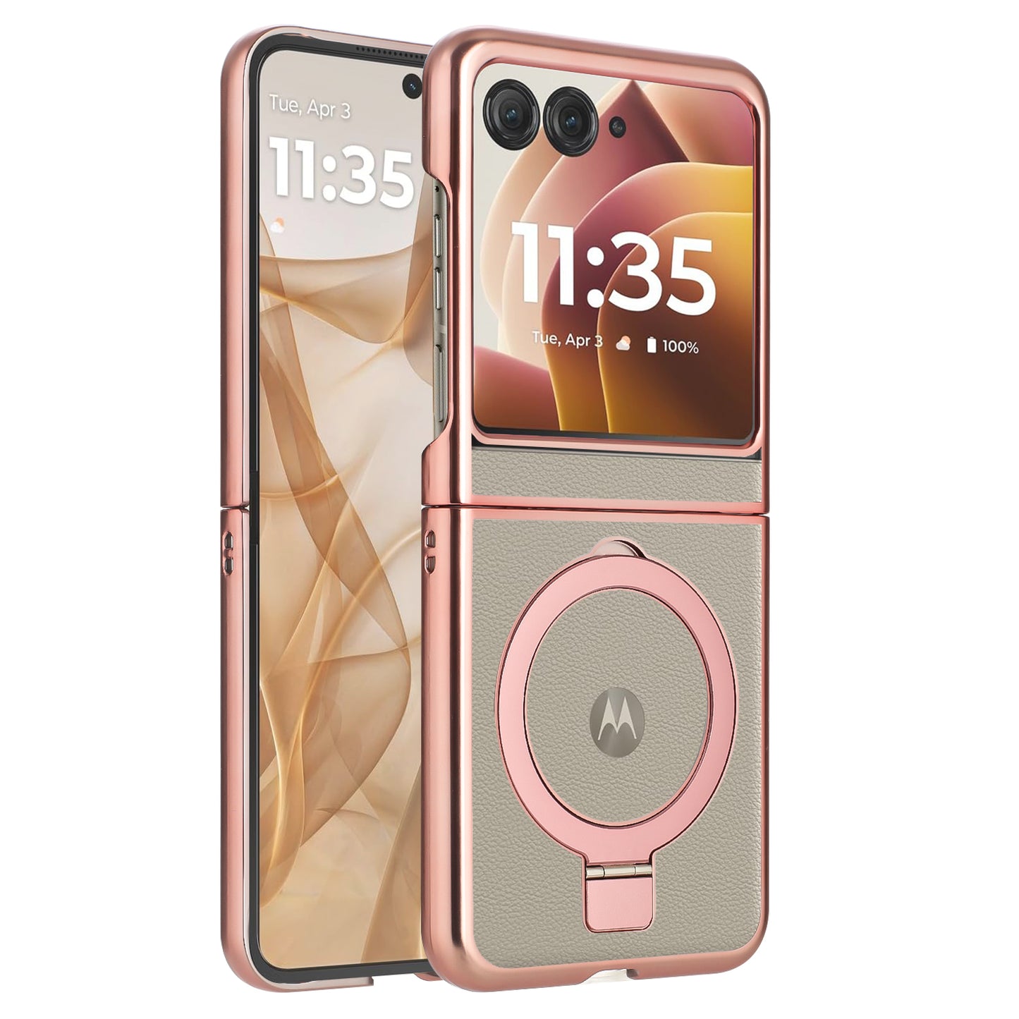 TES Motorola Razr Plus 2024 Ring Kickstand Case Rose Gold