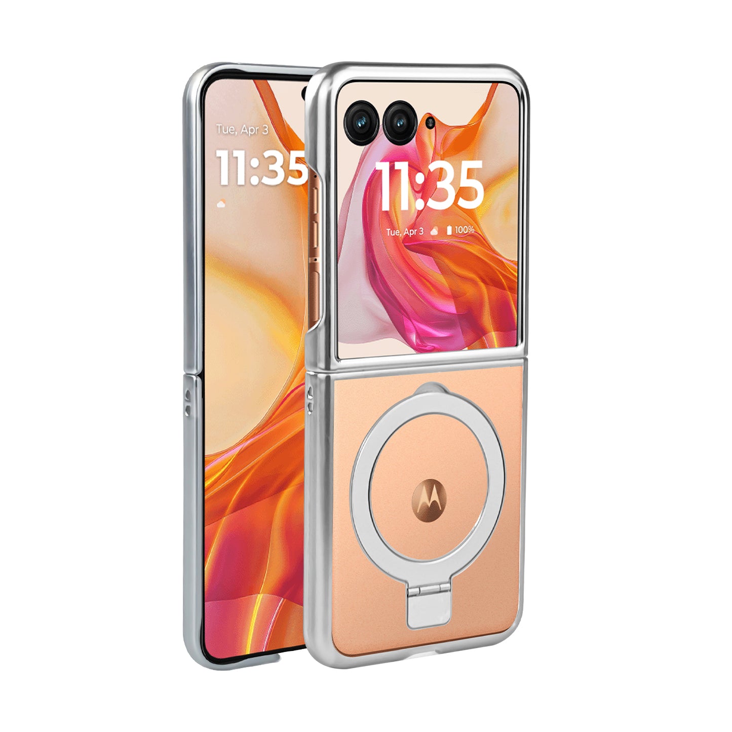 TES Motorola Razr Plus 2024 Ring Kickstand Case Silver