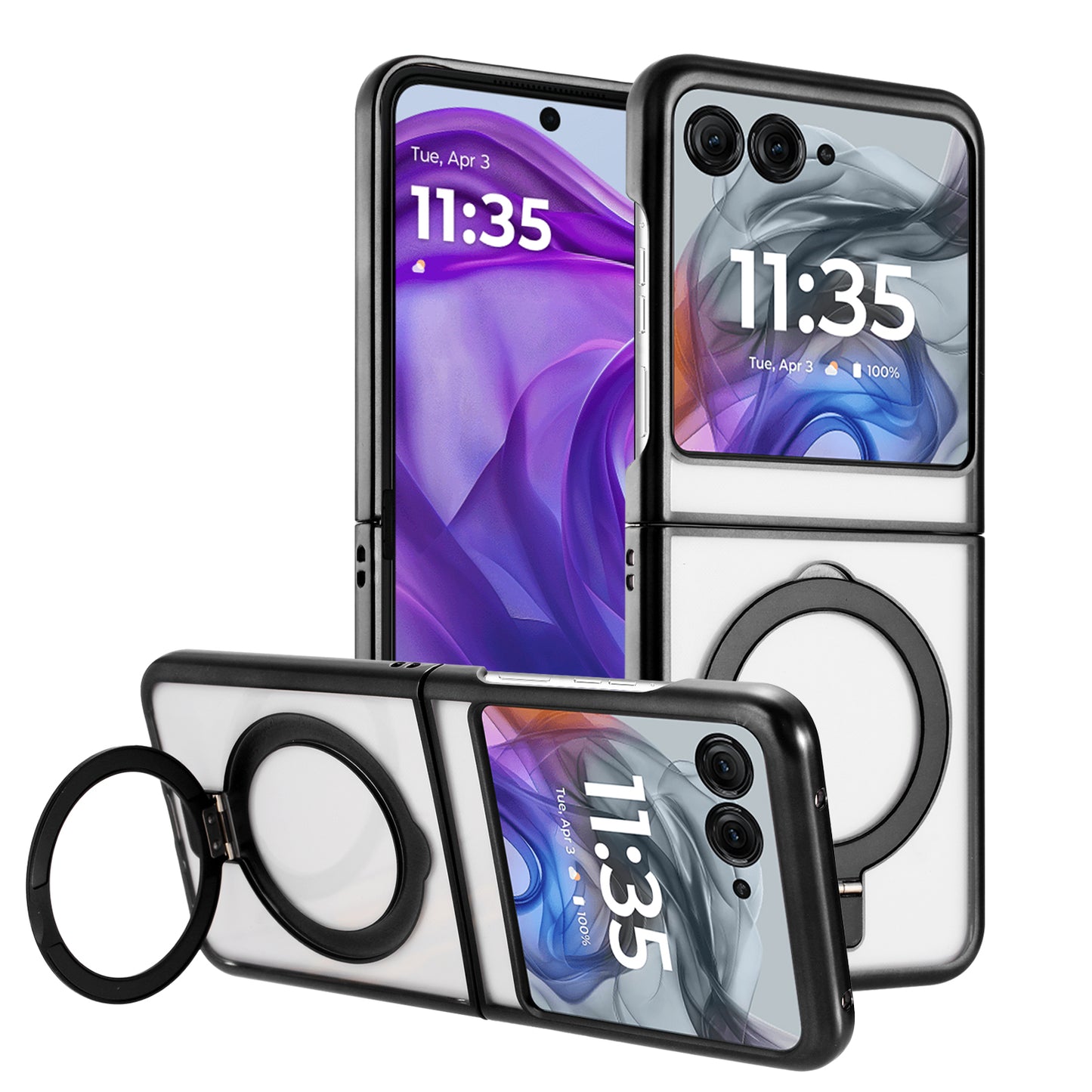 TES Motorola Razr Plus 2025 Ring Kickstand Case Black