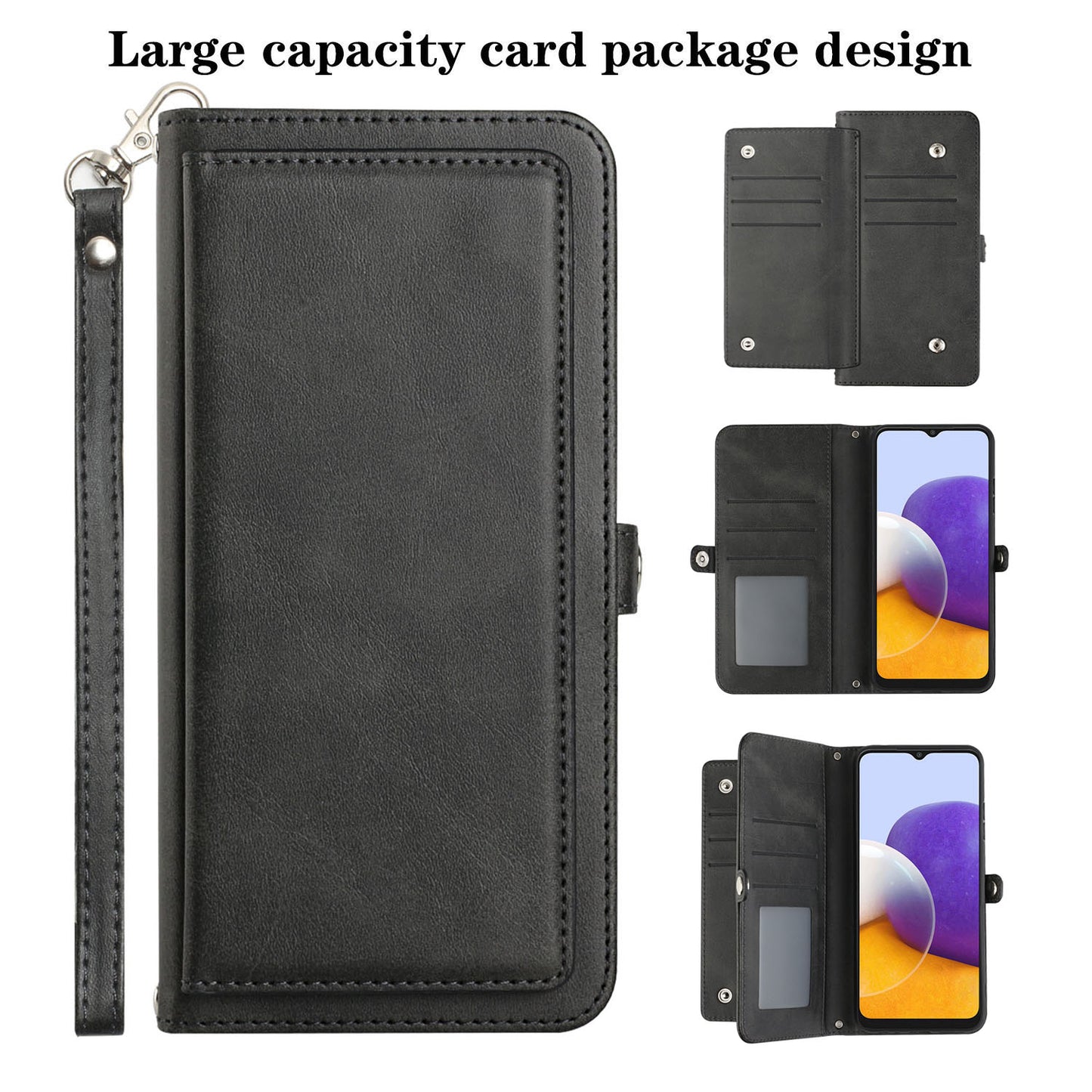 Triple Layered Multi-Card Slot Wallet Case Black
