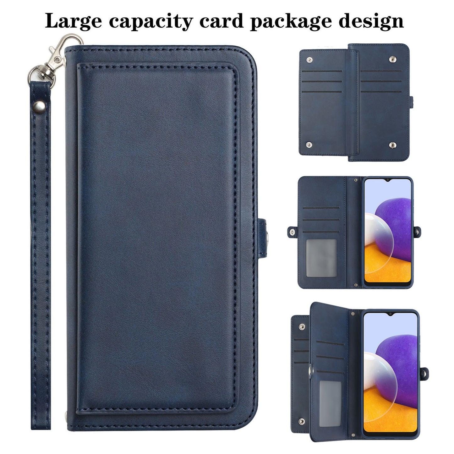 Triple Layered Multi-Card Slot Wallet Case Blue