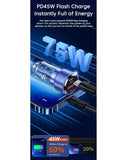 75W Dual-Port Car Charger with Transparent Design