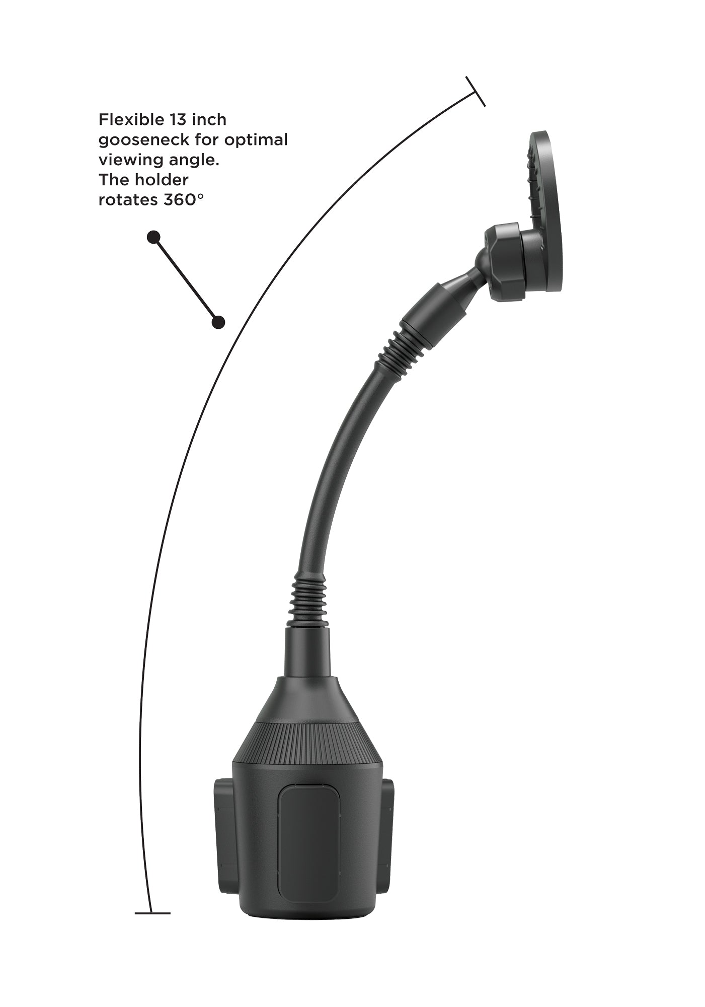 Adjustable Magnetic Car Mount with Flexible Gooseneck and Cup Holder Base