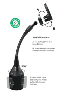 Adjustable Magnetic Car Mount with Flexible Gooseneck and Cup Holder Base