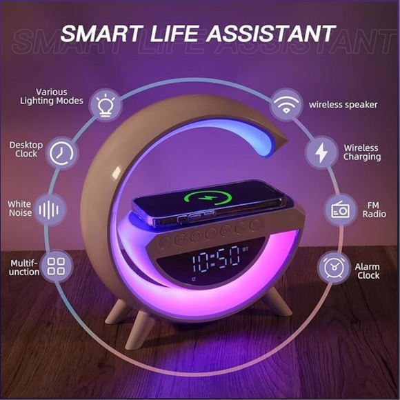 4in1 Wireless Charger & Night Light & Bluetooth & Alarm Clock