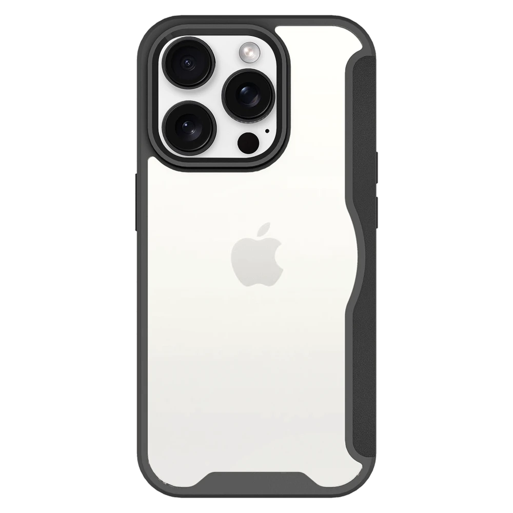 AMPD - TPU / Acrylic Wallet Flip MagSafe Case for Apple iPhone 16 Pro Max - Black