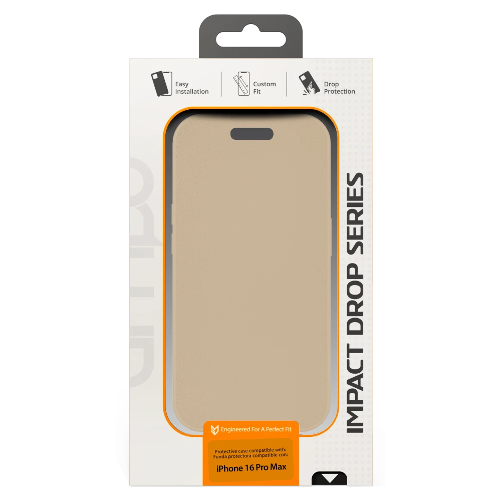AMPD - TPU / Acrylic Wallet Flip MagSafe Case for Apple iPhone 16 Pro Max - Tan