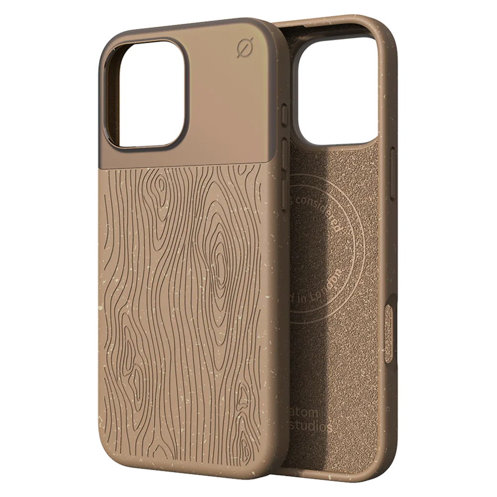 Atom Studios - Split Wood Fiber MagSafe Case for Apple iPhone 16 Pro Max - Taupe Wood