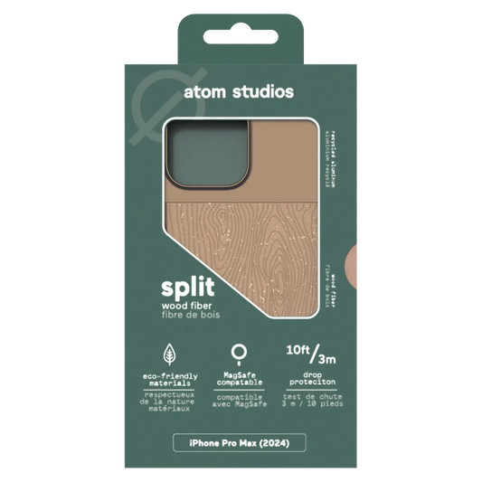 Atom Studios - Split Wood Fiber MagSafe Case for Apple iPhone 16 Pro Max - Taupe Wood