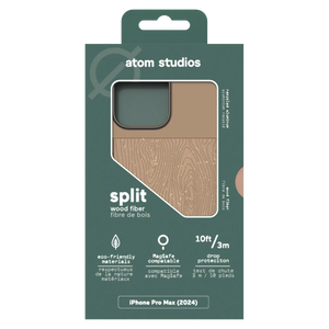 Atom Studios - Split Wood Fiber MagSafe Case for Apple iPhone 16 Pro Max - Taupe Wood