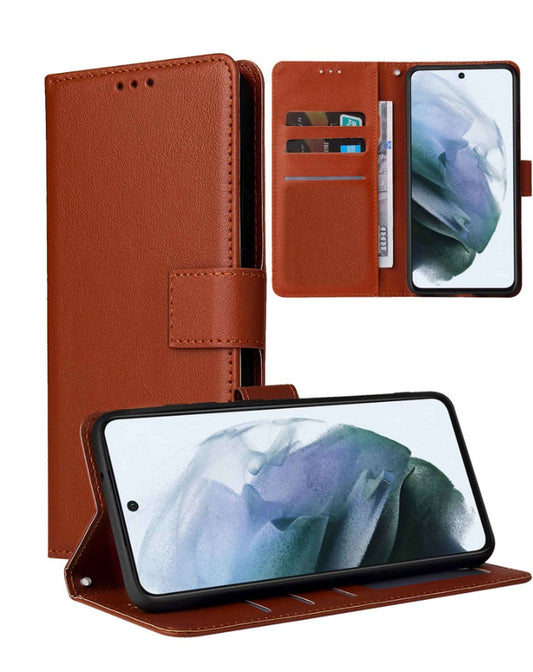 Google Pixel 9 Pro XL Leather Wallet Case with Card Slot - BROWN