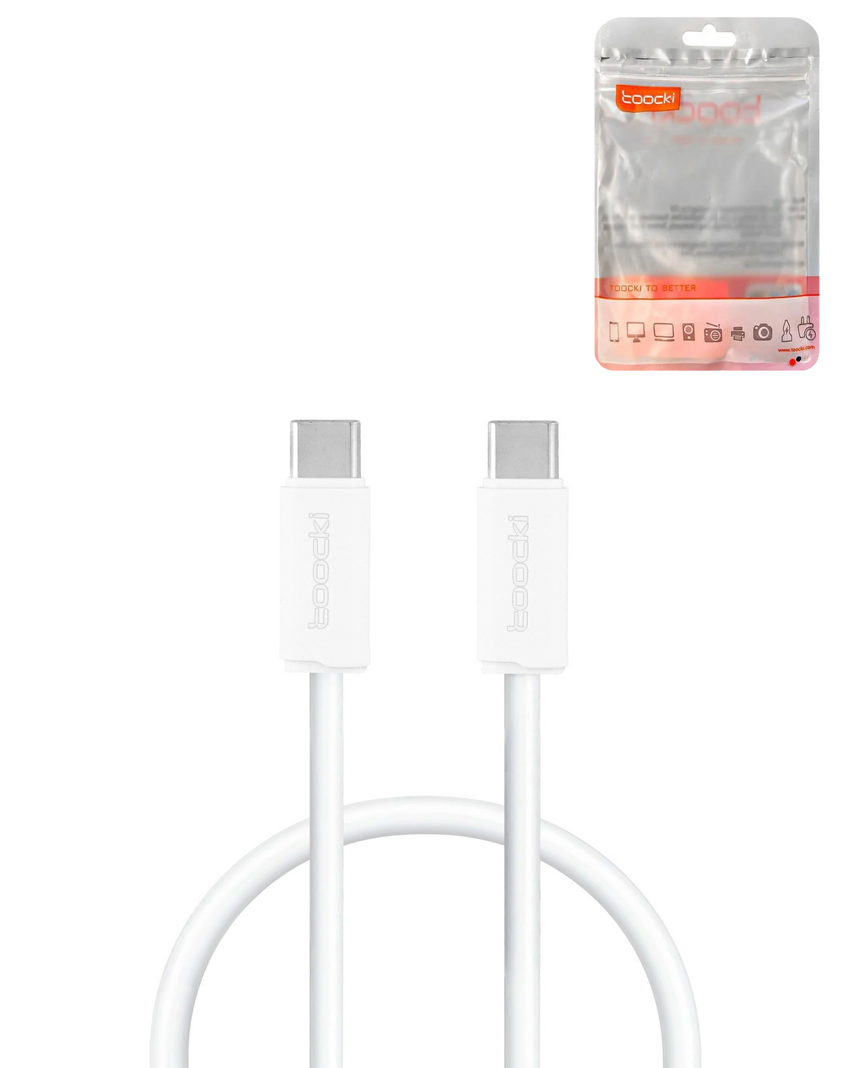 Toocki TPE USB C-C Super Fast Charging Data Cable (3ft) (100W) (WHITE)