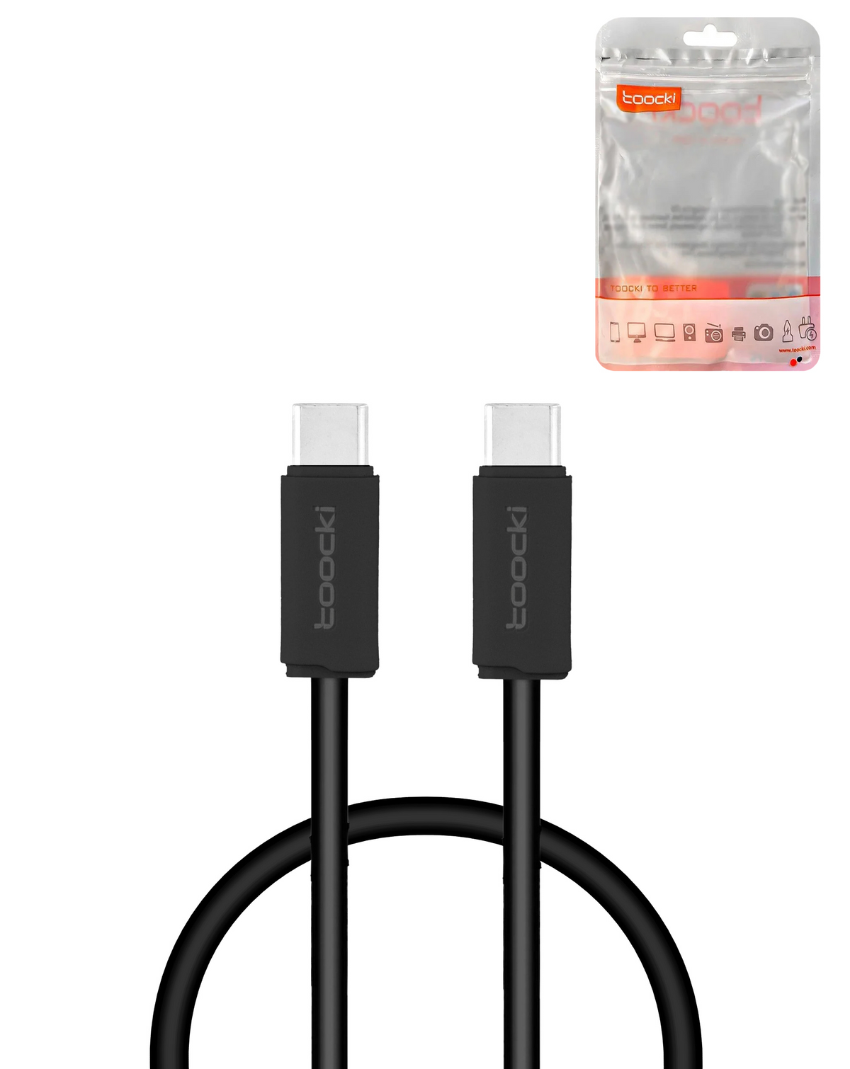 Toocki TPE USB C-C Super Fast Charging Data Cable (3ft) (100W) (BLACK)