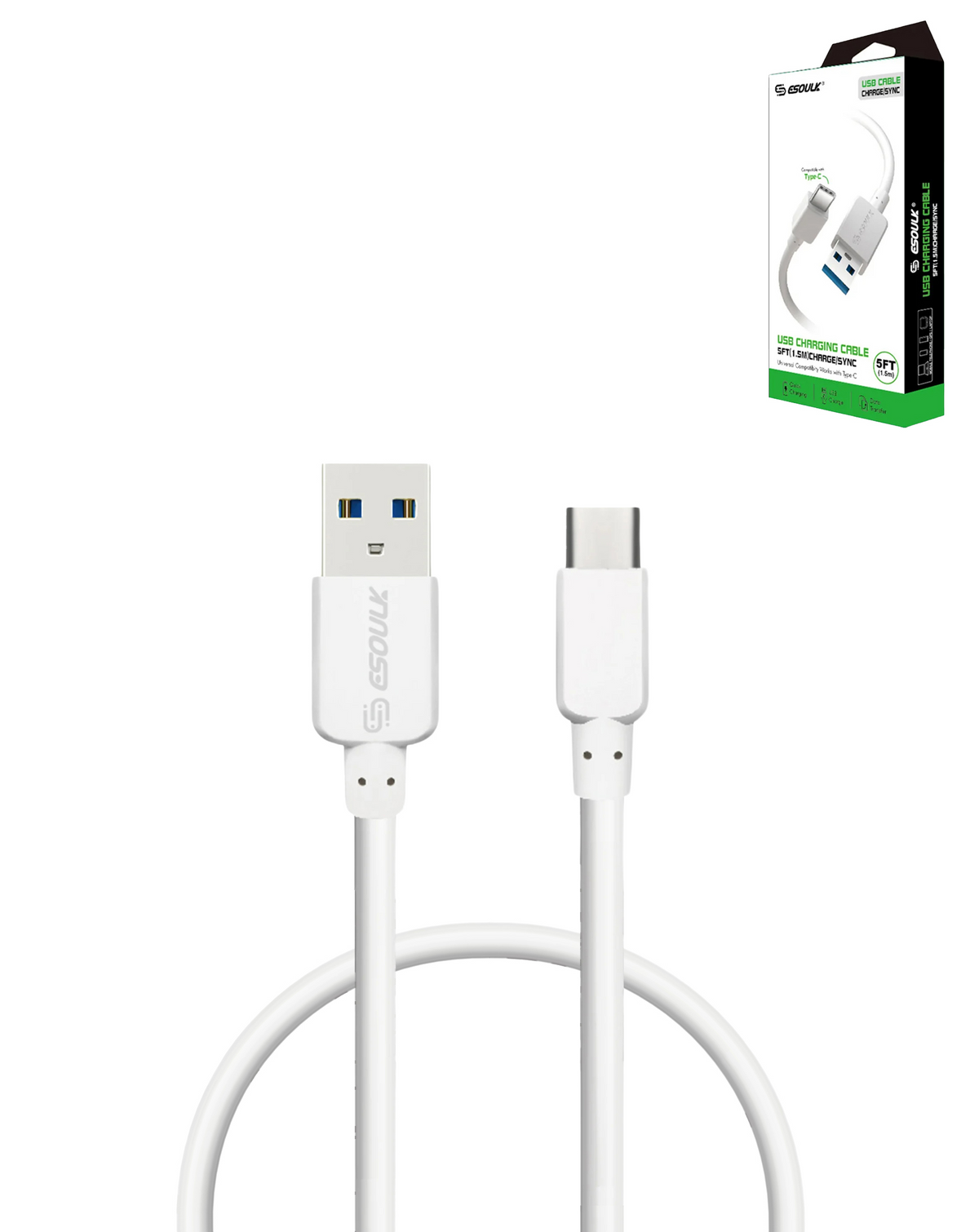 Esoulk EC30P USB A-C Round Cable (WHITE) (5ft) (15W)
