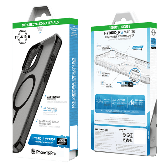 ITSKINS - Hybrid_R Vapor MagSafe Case for Apple iPhone 16 Pro - Smoke