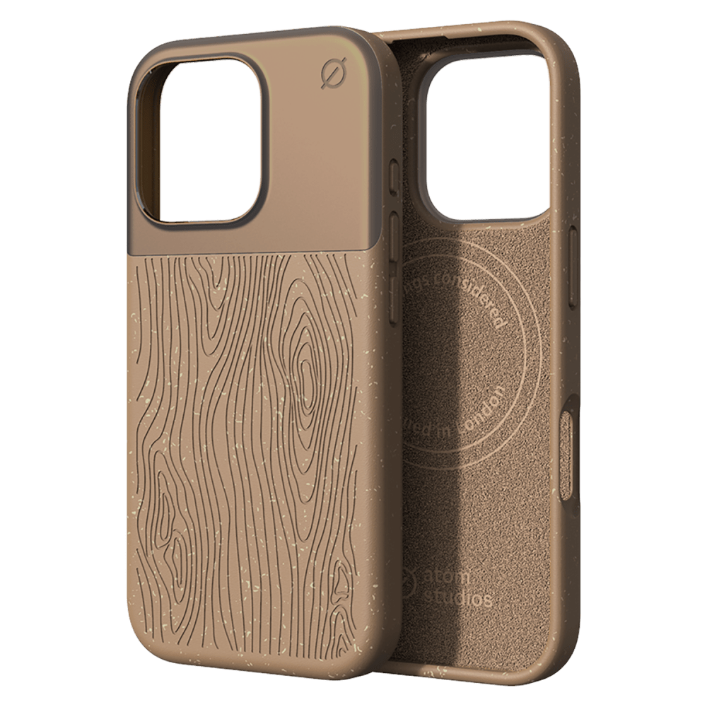 Atom Studios - Split Wood Fiber MagSafe Case for Apple iPhone 16 Pro - Taupe Wood