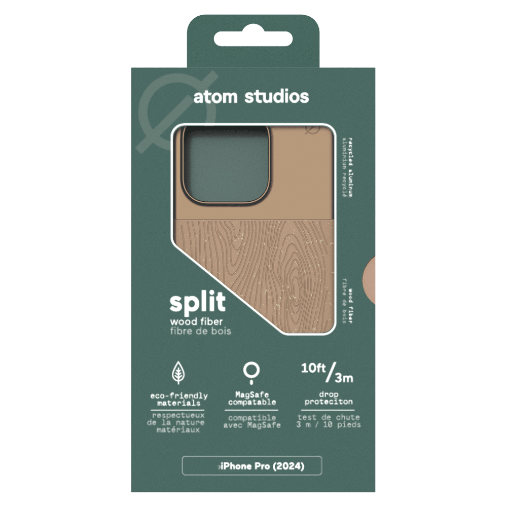 Atom Studios - Split Wood Fiber MagSafe Case for Apple iPhone 16 Pro - Taupe Wood