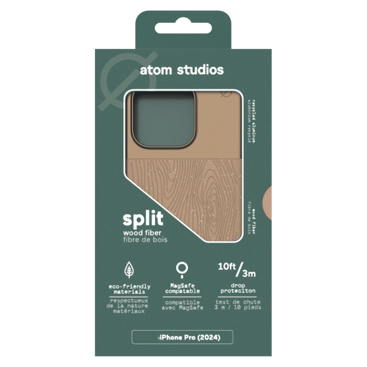 Atom Studios - Split Wood Fiber MagSafe Case for Apple iPhone 16 Pro - Taupe Wood