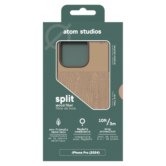 Atom Studios - Split Wood Fiber MagSafe Case for Apple iPhone 16 Pro - Taupe Wood