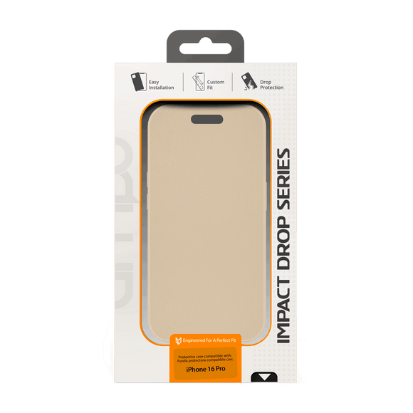 AMPD - TPU / Acrylic Wallet Flip MagSafe Case for Apple iPhone 16 Pro - Tan