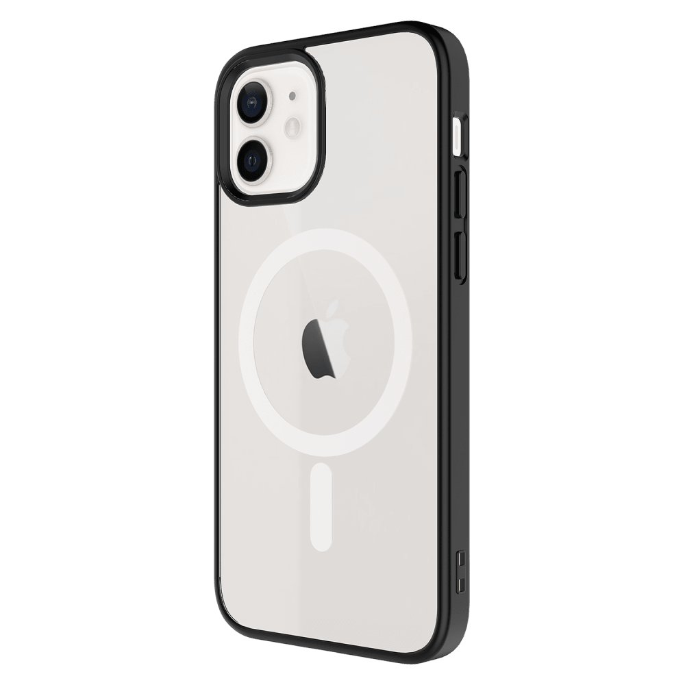 AMPD - TPU / Acrylic Hard Shell MagSafe Case with Colored Bumper for Apple iPhone 12 / iPhone 12 Pro - Clear and Black