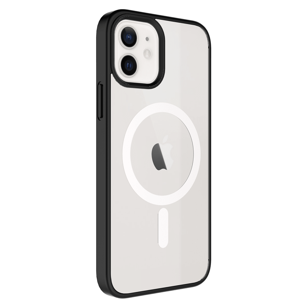 AMPD - TPU / Acrylic Hard Shell MagSafe Case with Colored Bumper for Apple iPhone 12 / iPhone 12 Pro - Clear and Black