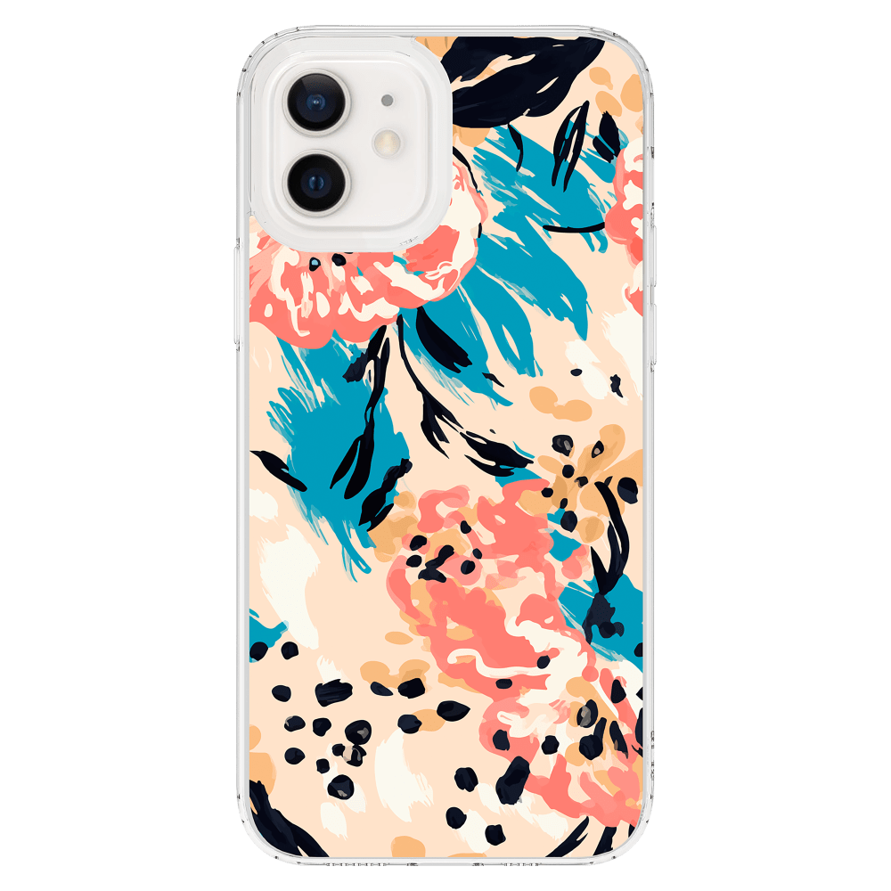 AMPD - TPU / Acrylic HD Print Case for Apple iPhone 12 - Floral Blue Pattern