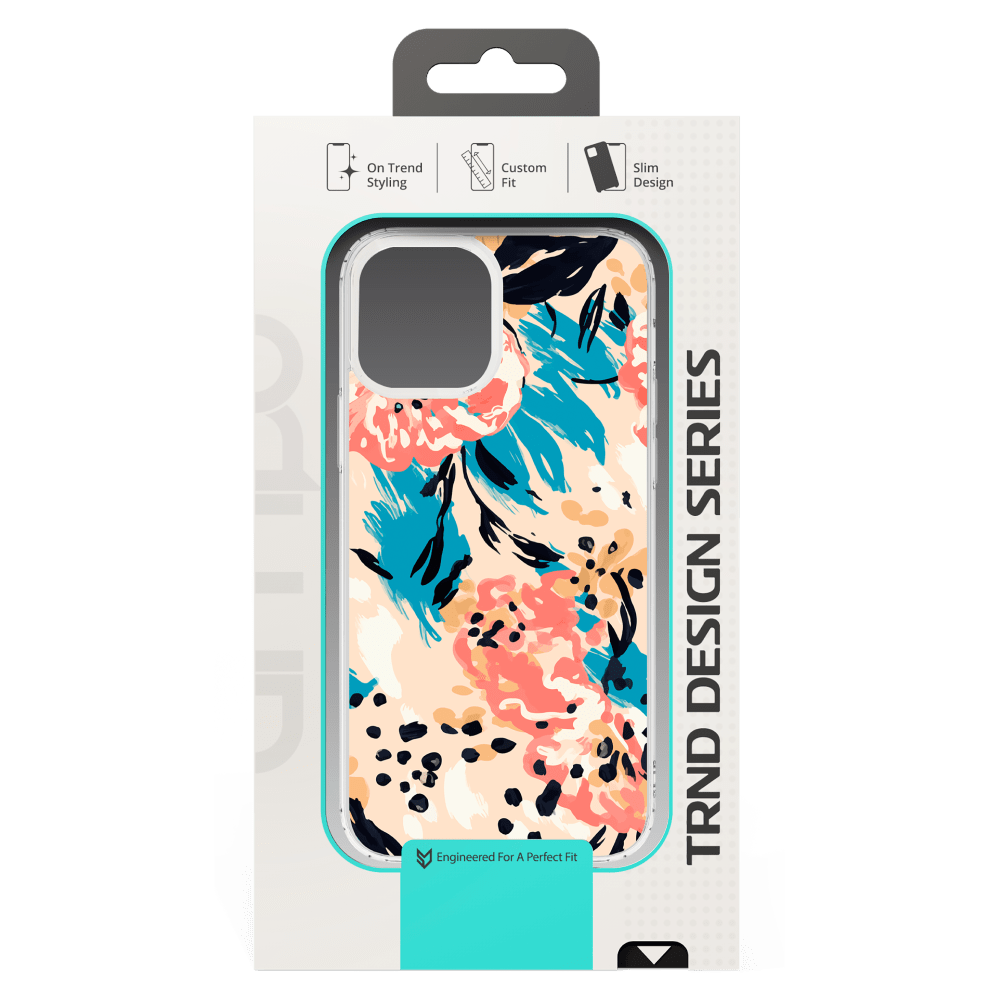 AMPD - TPU / Acrylic HD Print Case for Apple iPhone 12 - Floral Blue Pattern