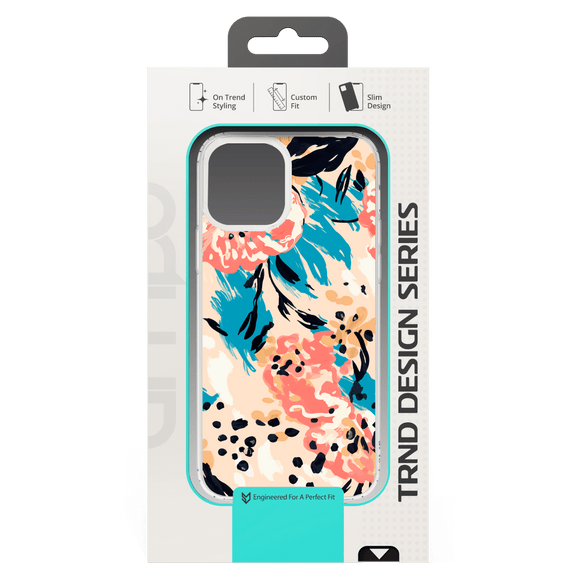 AMPD - TPU / Acrylic HD Print Case for Apple iPhone 12 - Floral Blue Pattern