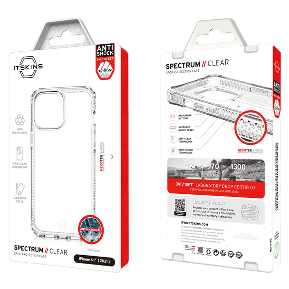 ITSKINS - Spectrum Clear Case for Apple iPhone 13 - Transparent