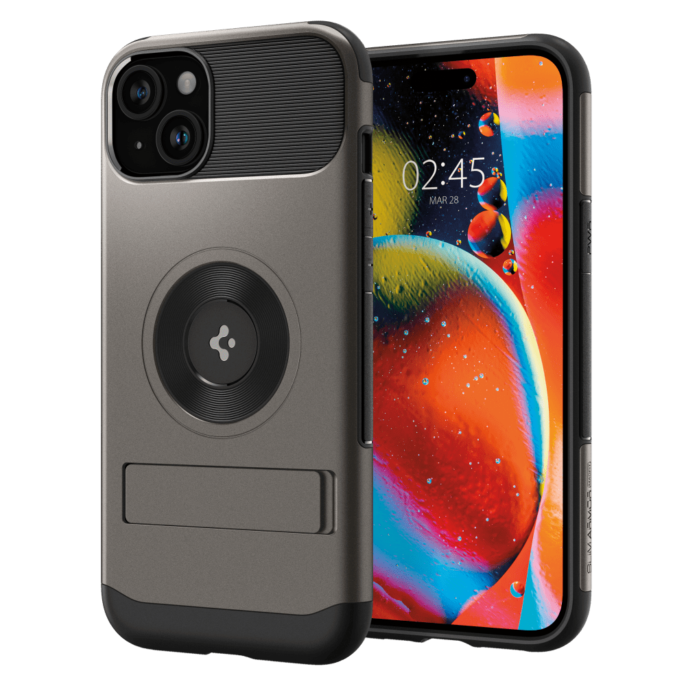 Spigen - Slim Armor MagSafe Case for Apple iPhone 15 - Gunmetal