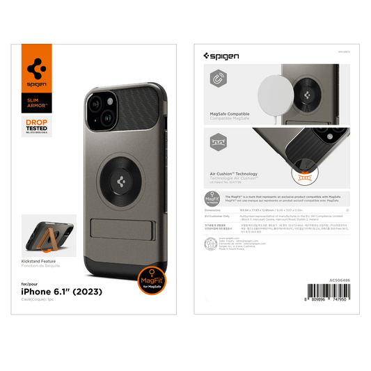 Spigen - Slim Armor MagSafe Case for Apple iPhone 15 - Gunmetal