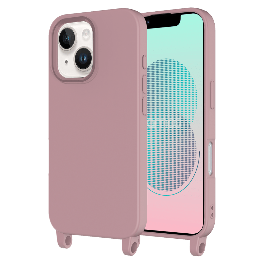 AMPD - Real Feel TPU Crossbody Strap Case for Apple iPhone 13 - Mauve
