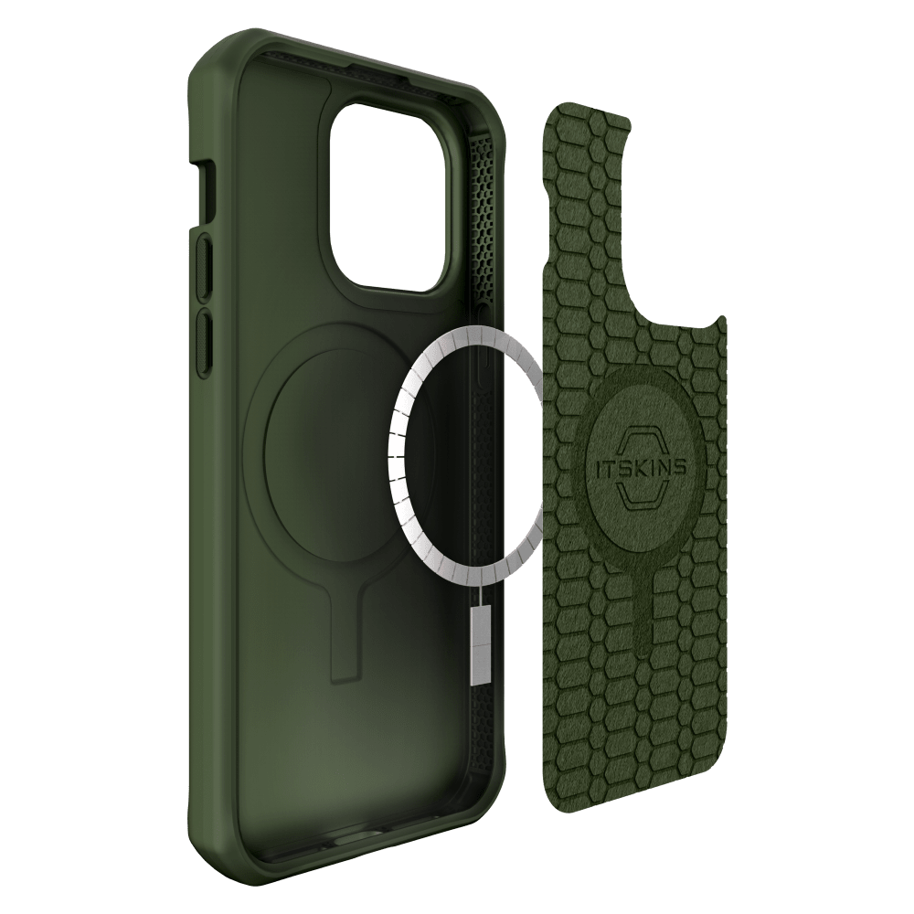 ITSKINS - Ballistic_R Nylon MagSafe Case for Apple iPhone 15 Plus / iPhone 14 Plus - Olive Green