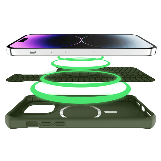 ITSKINS - Ballistic_R Nylon MagSafe Case for Apple iPhone 15 Plus / iPhone 14 Plus - Olive Green