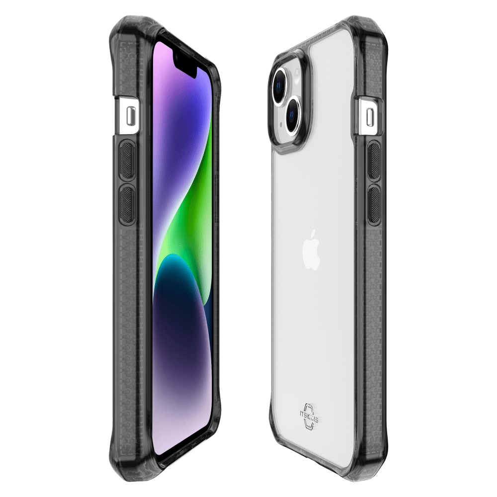 ITSKINS - Hybrid_R Clear Case for Apple iPhone 15 Plus / iPhone 14 Plus - Black and Transparent