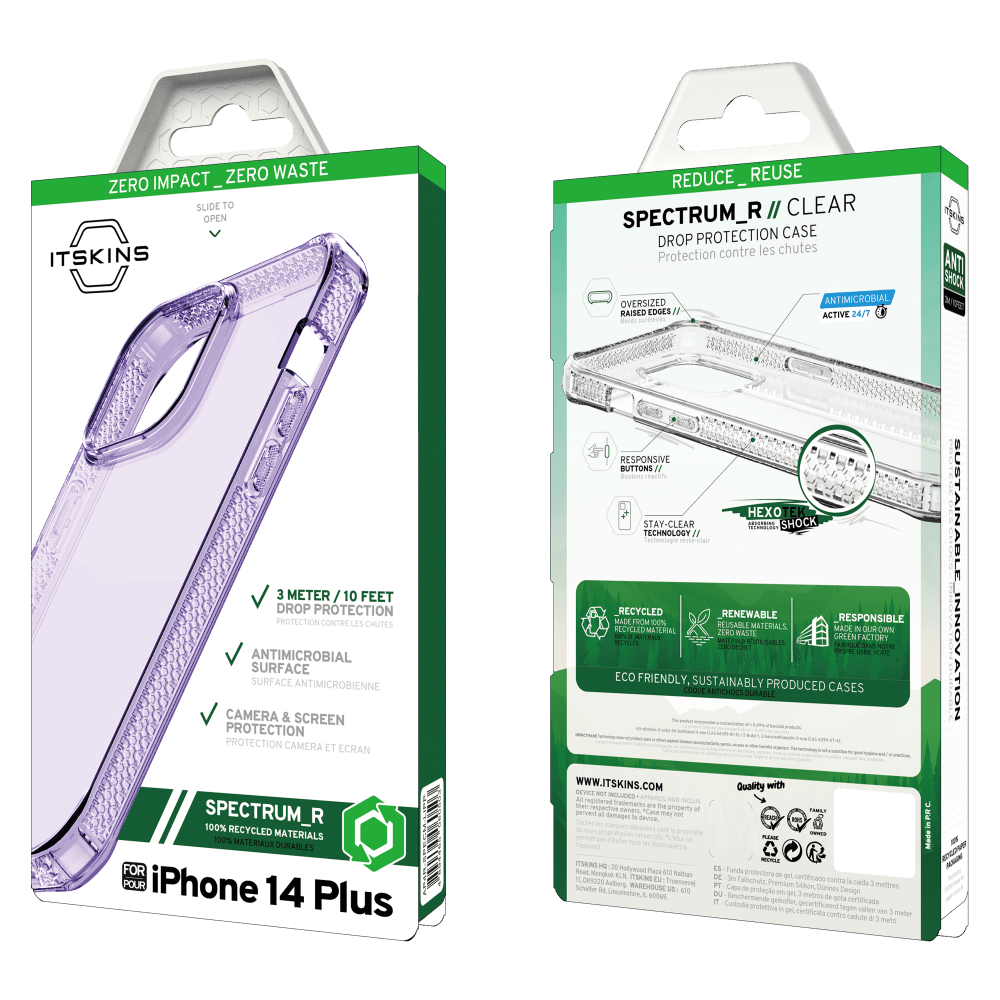 ITSKINS - Spectrum_R Clear Case for Apple iPhone 14 Plus - Light Purple