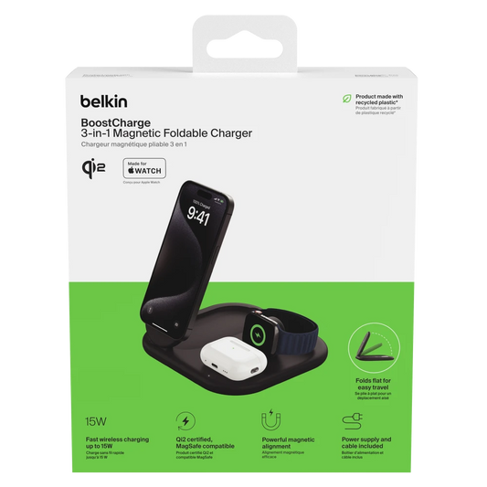 Belkin - BoostCharge 3 in 1 Magnetic Foldable Wireless Charger with Qi2