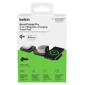 Belkin - Boost Charge Pro 3 in 1 Wireless Charging Travel Pad with Qi2